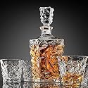 Whisky Decanter Bottle Set with Glasses, Pieces, Glass Tumblers for Alchohol, Liquor, Scotch, (1-Diamond Decanter 850ml with 6-Glasses 300 ml)