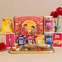 Dil ka Dhaaga Rakhi Gift Box for Brother – 9 Items with Dry Fruit Barfi (Chocolate Cashew, Cranberry Almond, Cocoa Orange), Crunchy Millet Mix, Herbed Namkeen, Rakhi, Roli Chawal, Potli