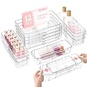 DILIBRA 12 Pcs Clear Extendable Drawer Organizer, Adjustable Drawer Storage