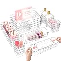 DILIBRA 16 Pcs Clear Extendable Drawer Organizer, 3-Size Adjustable