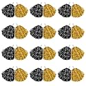DILIBRA 24 Pcs Metallic Cheerleading Pom Poms with Baton Handle (Gold+Black