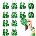DILIBRA 24 Pcs Metallic Cheerleading Pom Poms with Baton Handle (Green)
