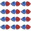DILIBRA 24 Pcs Metallic Cheerleading Pom Poms with Baton Handle (Blue+Red)
