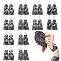 DILIBRA 24 Pcs Metallic Cheerleading Pom Poms with Baton Handle (Black)
