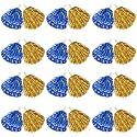DILIBRA 24 Pcs Metallic Cheerleading Pom Poms with Baton Handle (Blue+Gold)