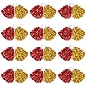 DILIBRA 24 Pcs Metallic Cheerleading Pom Poms with Baton Handle (Red+Gold)