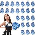 DILIBRA 24 Pcs Metallic Cheerleading Pom Poms for Kids (Blue-Silver)