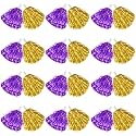DILIBRA 24 Pcs Metallic Cheerleading Pom Poms with Baton Handle Gold+Purple