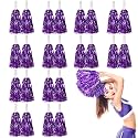 DILIBRA 24 Pcs Metallic Cheerleading Pom Poms with Baton Handle (Purple)