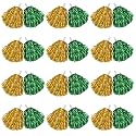 DILIBRA 24 Pcs Metallic Cheerleading Pom Poms with Baton Handle (Gold+Green