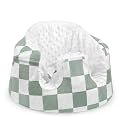 DILIMI Minky Seat Cover Compatible with Bumbo Seat, Removable Ultra Soft Comfortable Warm Seat Slipcover for Baby Girl and Boy, Green Checkered