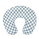 DILIMI Nursing Pillow Cover, Stretchy Removable Case for Breastfeeding Pillows, Ultra Soft Comfortable Slipcover for Baby Girl and Boy, Blue Checkerboard