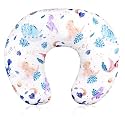 DILIMI Nursing Pillow Cover Stretchy Removable Case for Breastfeeding Pillows, Ultra Soft Comfortable Slipcover for Baby Girl and Boy, Watercolor Dinosaur and Leaves