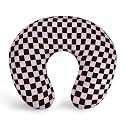 DILIMI Nursing Pillow Cover, Stretchy Removable Case for Breastfeeding Pillows, Ultra Soft Comfortable Slipcover for Baby Girl and Boy, Black Pink Checkered
