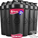 diliqua 6 PACK, Shaker Bottles with Wire Whisks for Protein Mixes | Leakproof Blender Shaker Bottle Pack | BPA-Free &amp; Dishwasher Safe | 6 24 oz shaker bottles | Shaker Cups for shakes
