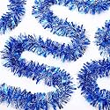 Dilunave 40 Feet Christmas Tinsel Garland for Tree Decor,Silver, Light Blue