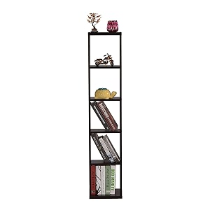 dime store engineered wooden glossy finish wall mount book shelf  elegant brown
