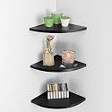 Dime Store Engineered Wood 3-Tier Floating Rack Shelf for Living Room Corner Shelf Decorative Rack Shelf Organizer | Storage Shelf for Living Room &amp; Bedroom Display Rack for Storage (Black)