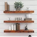 Dime Store Floating Shelf Wall Mount Wall Shelves for Living Room Bedroom Storage Shelf Wall Rack for Home Decor Items (Solid) (Brown)
