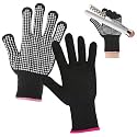 Dimeho 2 Pcs Heat Resistant Gloves With Silicone Bumps, Professional Thermal Styling Gloves for Women, Black, 9.36 x 4.68 inches
