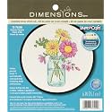 Dimensions Summer Flowers Counted Cross Stitch Kit for Beginners, White 14 Count Aida Cloth, 6'' D