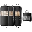 DIMJ 4 Pack 43" Space Saving Garment Bags for Hanging Clothes With Compression Zipper Carry Handles and Window, Washable Suit Bag for Dress, Clothes, Coats, Down Jacket, Closet, Moving, Travel