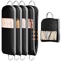 DIMJ 4 Pack 54" Garment Bags for Hanging Clothes - Space Saving Compression Suit Bag Travel with Handles Window, Washable Carry Clothing Storage Cover for Dress, Coats, Down Jacket, Shirts