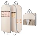 DIMJ Garment Bags for Hanging Clothes 10" Gusseted, Space Saving Compression Suit Bag Travel with Handles Window, Washable Carry Clothing Storage Cover for Dress, Coats, Jacket, Shirts,43" 2 Pack