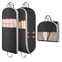 DIMJ Garment Bags for Hanging Clothes 10" Gusseted, Space Saving Compression Suit Bag Travel with Handles Window, Washable Carry Clothing Storage Cover for Dress, Coats, Jacket, Shirts,43" 2 Pack