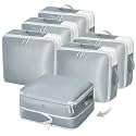 DIMJ Space Saver Compression Storage Bags - 6 Pack Large Expandable Travel Packing Cubes Foldable Compression Organisers with Clear Window for Moving, Dorm, Down Jackets, Summer Duvet, Bedding (Grey)