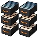 DIMJ Wardrobe Clothes Organizer - 4/5/7 Grids Foldable Closet Drawer Organizer Dividers for Jeans, Pants, Sweater, T Shirt, Storage Bins with Handles for Shelf