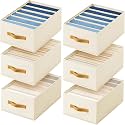 DIMJ Wardrobe Clothes Organizer - Foldable Closet Drawer Organizer Dividers for Jeans, Pants, Sweater, T Shirt, Storage Bins with Handles for Shelf