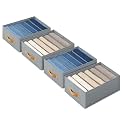 DIMJ Wardrobe Clothes Organizer - Foldable Closet Drawer Organizer Dividers for Jeans, Pants, Sweater, T Shirt, Storage Bins with Handles for Shelf