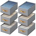 DIMJ Wardrobe Clothes Organizer - Foldable Closet Drawer Organizer Dividers for Jeans, Pants, Sweater, T Shirt, Storage Bins with Handles for Shelf