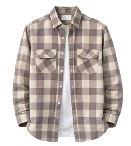 DIMMY Men Checkered Casual Brown Shirt