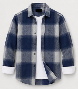 DIMMY Men Checkered Casual Dark Blue Shirt