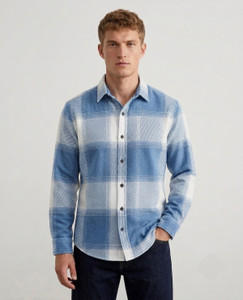 DIMMY Men Checkered Casual Light Blue Shirt