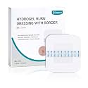 Dimora Hydrogel Burn Pads with Border 6" x 6" (4" x 4" Pad) – Sterile Burn &amp; Wound Dressing with Instant Cooling Relief for Minor Burns, Cuts &amp; Abrasions, Soothing Moist Waterproof Bandages (5 Count)