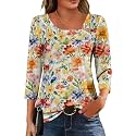 Dimur Asymmetrical Tops for Women 3/4 Sleeve Summer Business Casual Clothes