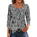 Dimur Asymmetrical Tops for Women 3/4 Sleeve Summer Business Casual Clothes