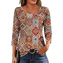 Dimur Asymmetrical Tops for Women 3/4 Sleeve Summer Business Casual Clothes