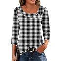 Dimur Asymmetrical Tops for Women 3/4 Sleeve Summer Business Casual Clothes