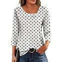 Dimur Asymmetrical Tops for Women 3/4 Sleeve Summer Business Casual Clothes