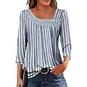 Dimur Asymmetrical Tops for Women 3/4 Sleeve Summer Business Casual Clothes