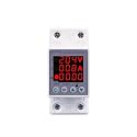 Din Rail Dual Display Adjustable overvoltage Current and undervoltage Protection Device Protector Relay 40A 63A 80A 220V 230V(V A Kwh Type,L N 230V 100A)