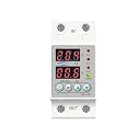 Din Rail Dual Display Adjustable overvoltage Current and undervoltage Protection Device Protector Relay 40A 63A 80A 220V 230V(V A Type,L N 230V 100A)
