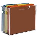 DINGHUO Acrylic File Folder Organizer, Hanging File Organizer Box, File Holder with Handles for Letter Size, Clear File Box Desktop Folder Storage for Office Home Work -1 Pack