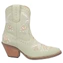 Dingo Womens Primrose Floral Embroidered Snip Toe Casual Boots Ankle Mid Heel 2-3"