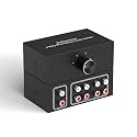Dingsun 4-Way Stereo Audio Switcher, Bi-Directional Right and Left Channel Audio Selector Box for Blu-ray Players or DVD Players Active Speakers (4In-1Out /1In-4Out)