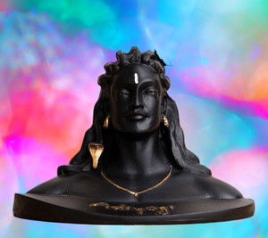 dinine craft handcrafted adiyogi shiva statue for home decorgod idols for car dashboard decorative showpiece  -  8 cm polyresin black